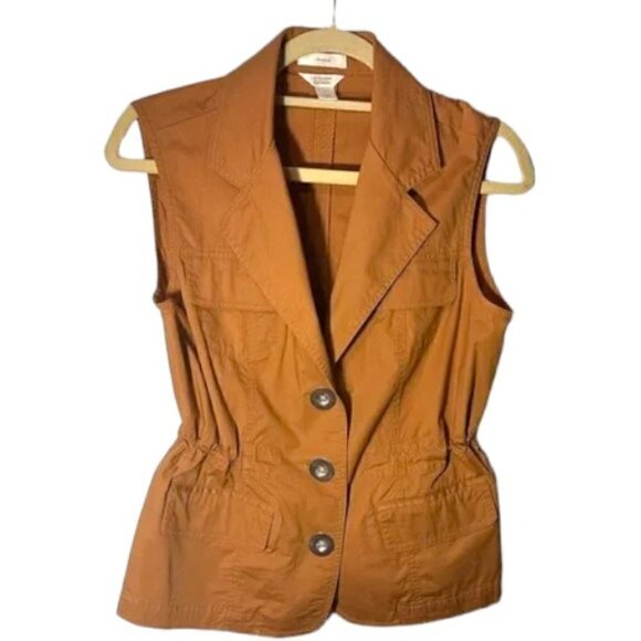 Christopher & Banks Tops - Christopher & Banks Stretch Burnt Orange Button Up Vest, Women’s Size Medium